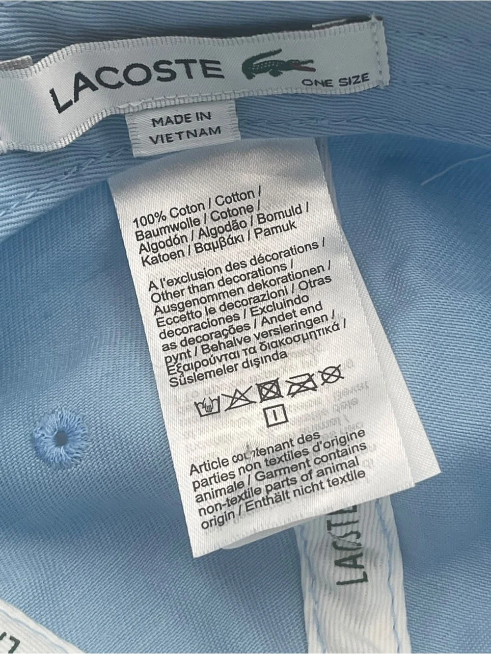Lacoste Big Croc Embroidered Baseball Cap Light Baby Blue Dad Hat One Size